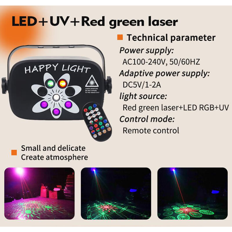 LED verde rojo láser UV fiesta luces discoteca