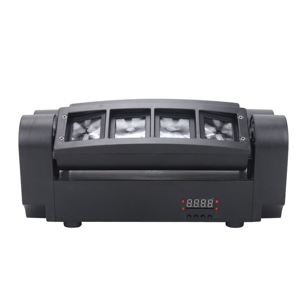 Moving Head DJ Light, 8 Beams Spider LED Stage Light, Master-Slave/DMX/Sound/Auto Control Modes, RGBW 4 in 1 Spotlighting for Wedding, Karaoke, Disco, Light Show and Events