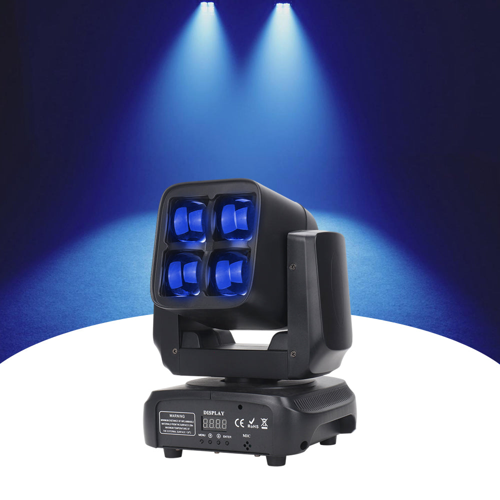 Luz principal móvil LED 4 * 30W RGBW 4in1 DMX con Show KTV Disco DJ Party para iluminación de escenario 