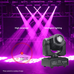 LED Moving Head Light 30W DJ Lights Stage Lighting with 8 GOBO 8 Color by DMX and Sound Activated Control Spotlight for Disco Party Wedding Church Live Show KTV Club