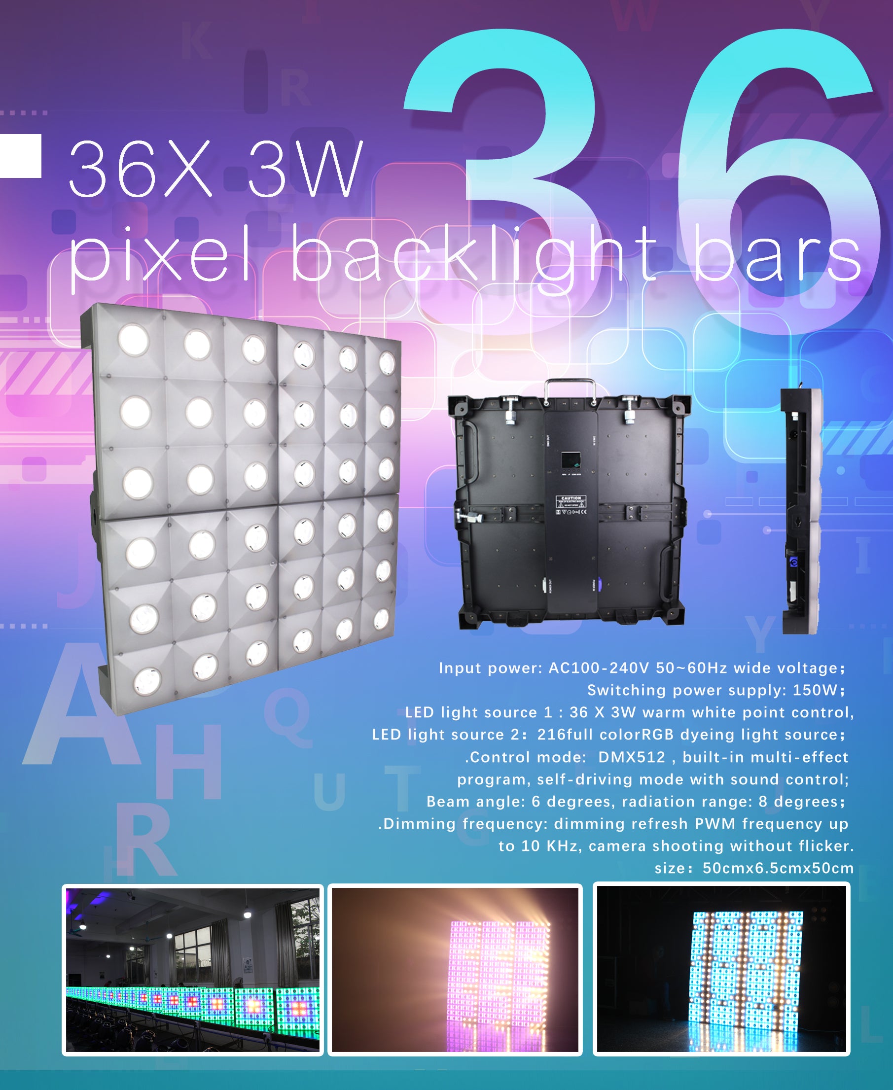 36*3W led matrix beam light led warm white stage pixel Bar light