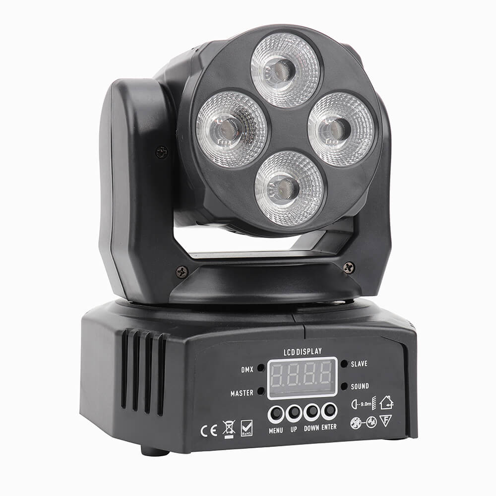 100W RGBW 4 in 1 Moving Head Lighting DJ Lights Sound Active LED Wash Stage Lights Professional DMX 4/16CH Disco Lights for Party KTV Pub Bar Show Wedding