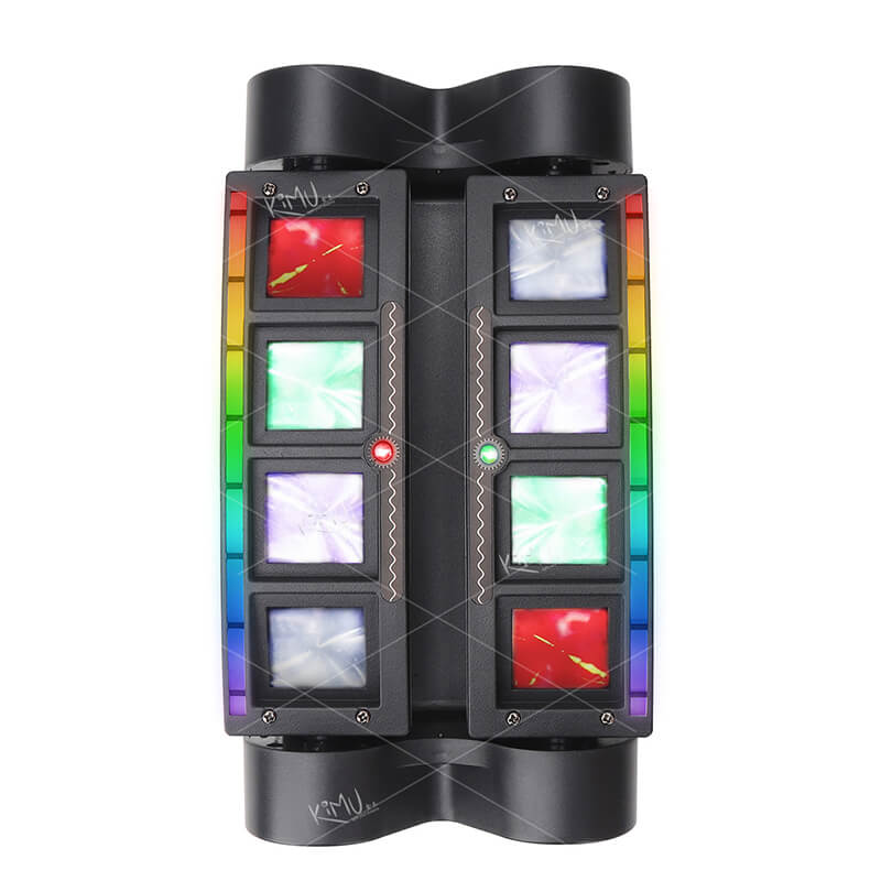 Spinnen-Moving-Head-Licht mit 8 x 3 W RGBW-LEDs, Beam-DJ-Lichtern, Laserlicht und 2 Pixel-Lichtstreifen, klangaktiviert/DMX-512-Steuerung, perfekt für Party, Disco, Hochzeit, Live-Bühnenbeleuchtung 