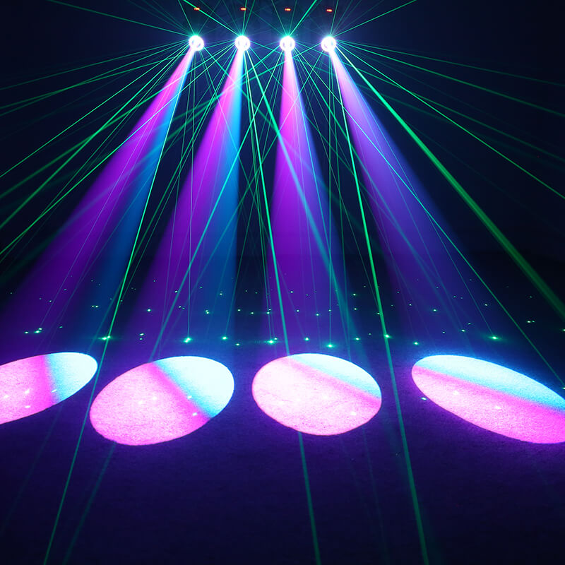80W LED Moving Head Light Rotating DJ Lighting Stage Lights with 8 Gobos and 8 Colors Beam Spotlight by DMX and Sound Activated for Parties Wedding Church Live Show Bar Club