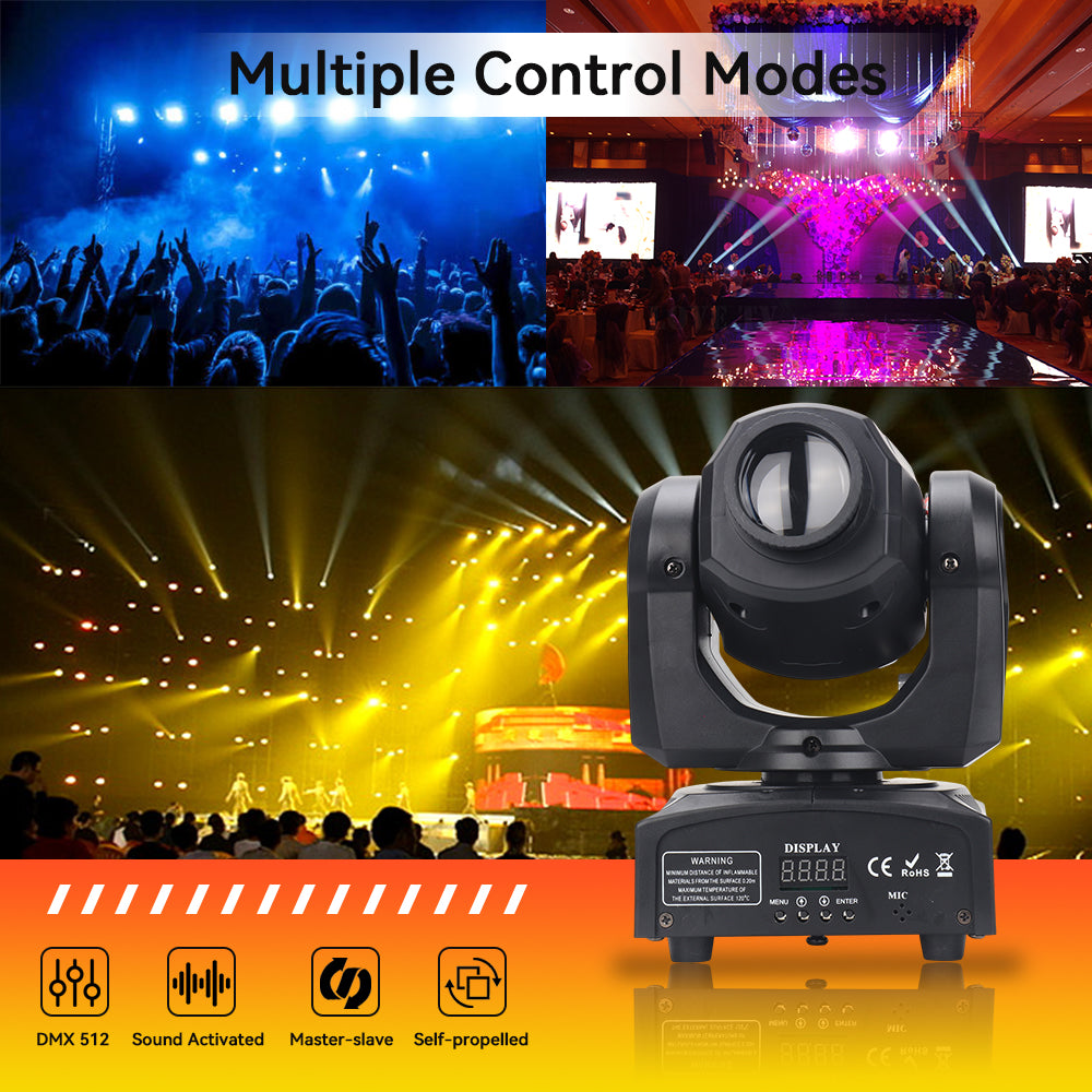  Luz LED de cabeza móvil de 30 W, luces para DJ, iluminación de  escenario con 8 GOBO 8 colores por DMX-512 y foco de control activado por  sonido para fiestas de