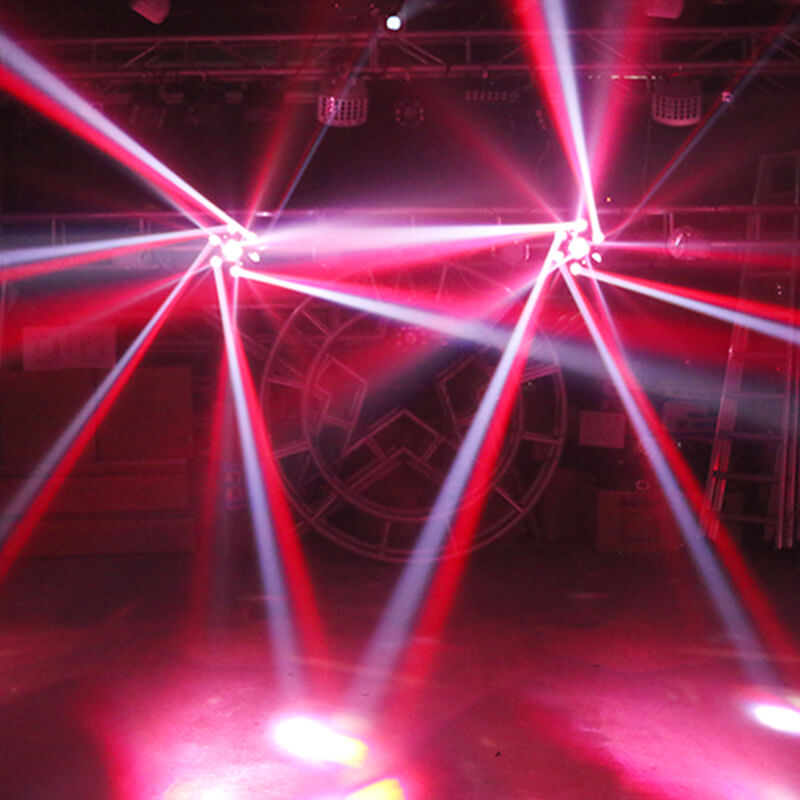 Luz de escenario de haz de cabeza móvil de 6 ojos, luces de fiesta de DJ de escenario RGBW de 150W, lámpara de escenario de efecto por control remoto y DMX para DJ Club Disco 