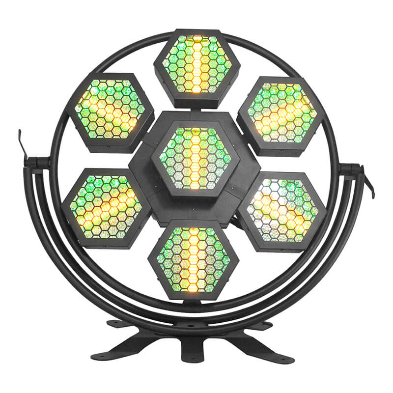 7LED 100W sechseckiges Retro-Bühnen-PAR-Licht für Disco- und DJ-Partys, Hintergrundeffekt – ein klangaktives Rave-Licht mit Glühfaden im Wolfram-Look und RGB-3-in-1-Glühen der Stroboskoplampe 