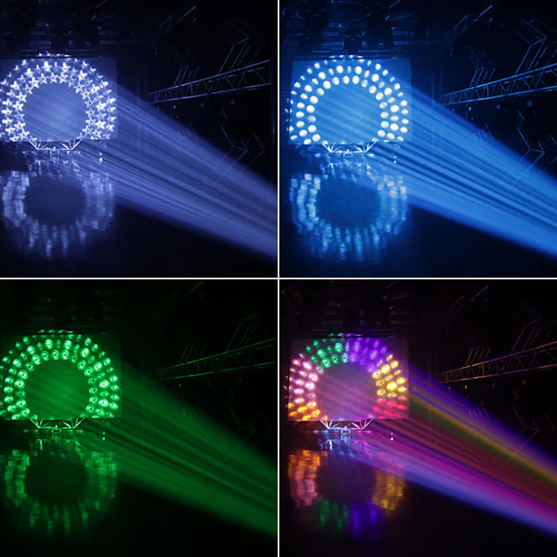 Moving Head Stage Lights 350W 14Gobos 14 Colors Beam Spotlights 2 Prisms Linear Zoom DJ Lights with Frost & Rainbow Wheel Strobe Effect Disco Lights for Party Disco KTV Bar Show