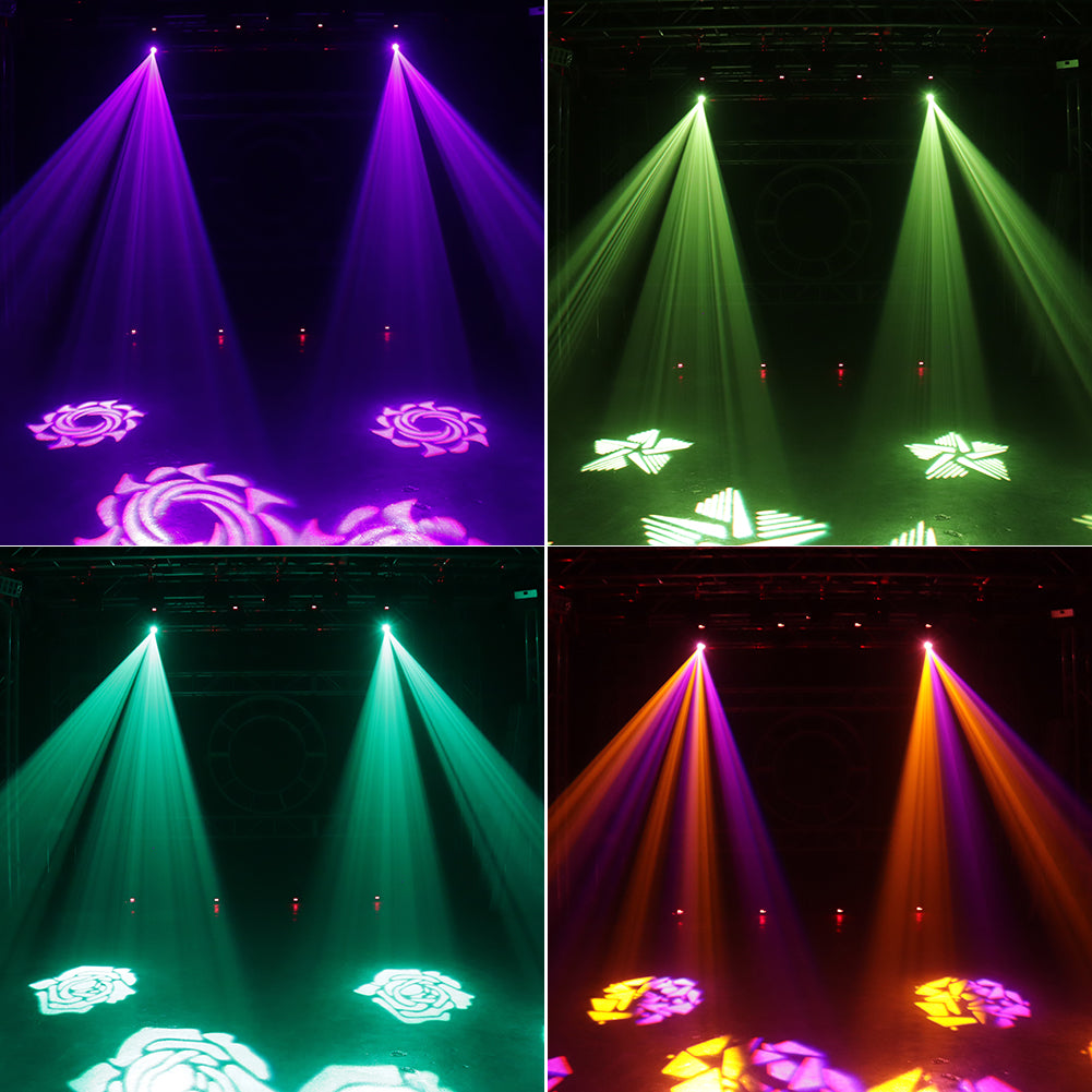 Stage Lights Moving Head Lights 8 Gobos 8 Colors 60W Spotlights DMX 512 with Sound Activated for Wedding DJ Party Stage Lighting