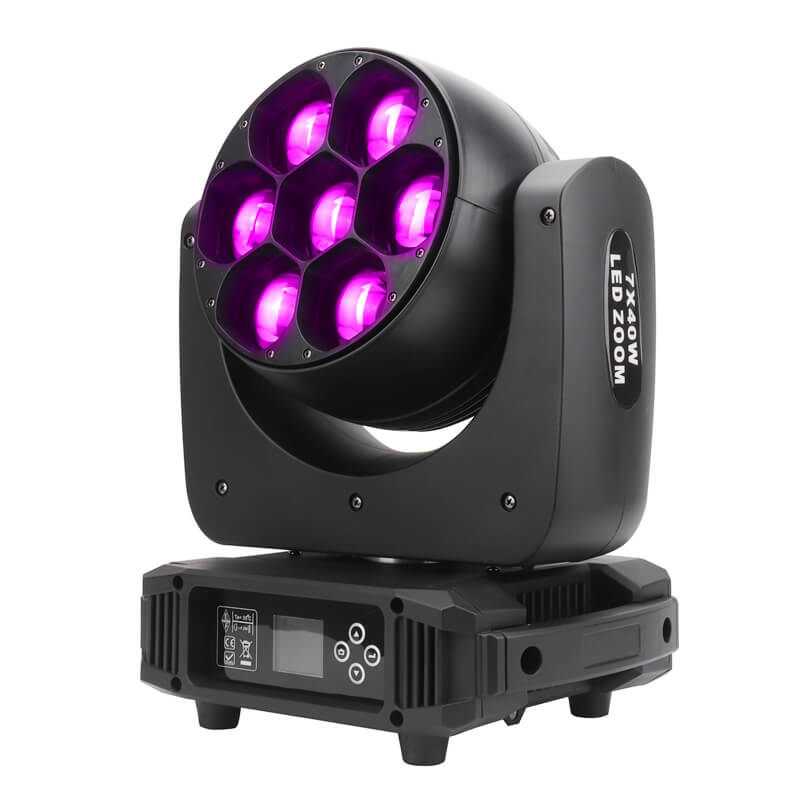 7x40W Bee Eye Moving Head DJ Light, 280W LED RGBW Stage Light Rotate Beam Spot Effect, DMX Sound Activated Remote Control for Parties Wedding Bar Church Show (RGBW 4in1)