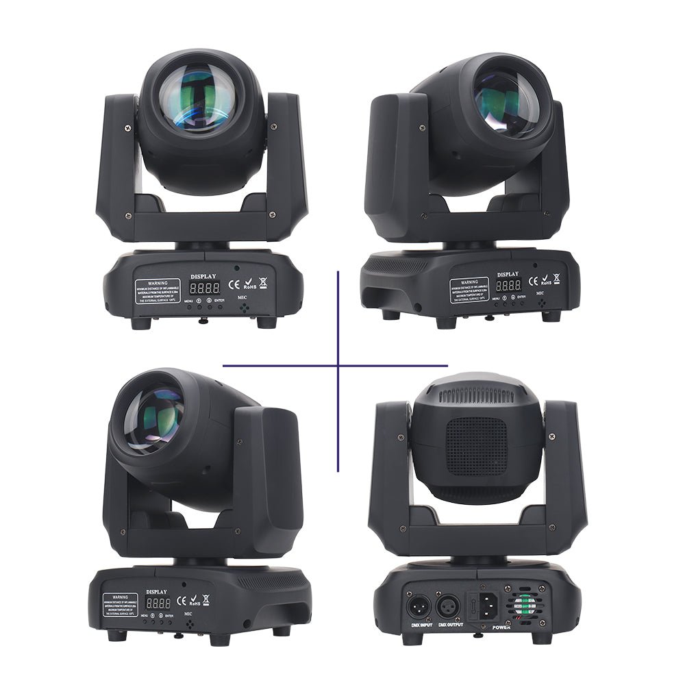 100W Led Mini Moving Head DMX DJ Lights with 18Prism Beam Lighting, 7color and 7 Gobos Spotlight with Sound Activated and DMX Control Stage Light for Wedding Parties Live Show Disco Bar