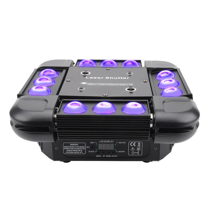 Moving Head Stage Lights,12x10W RGBW 4-in-1 LED Party DJ Lighting,16/64-CH DJ Light Sound Activated/DMX 512 Disco Light for Bar,Disco,Dance Halls,Clubs,Mobile DJ,Gigs