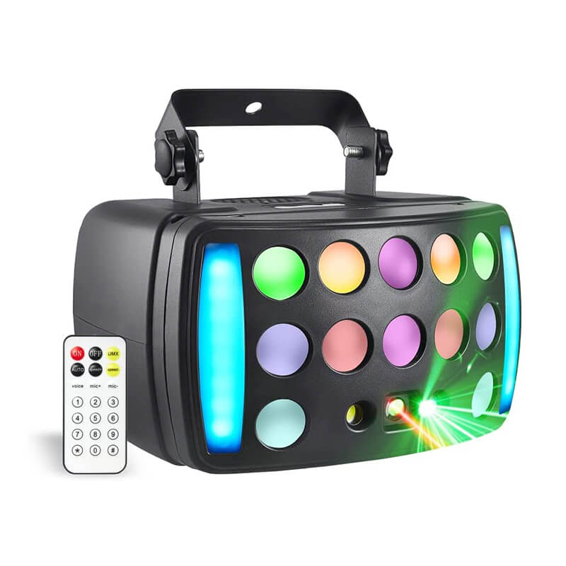 DJ Lights, Stage Disco Light 4 in 1 with RGBW Derby Beam, Red Green Pattern Light, Led Strobe and Dynamic Marquee, Remote & DMX Control Great for Disco Club Party DJ Stage Lighting